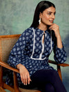 Blue Yoke Design Cotton A-Line Kurti