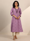 Lavender Woven Cotton Blend A-Line Kurta