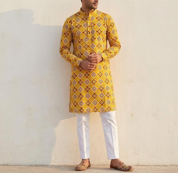 Yellow Geometric Kurta