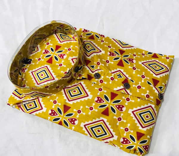 Yellow Geometric Kurta