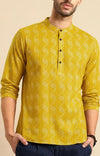 YELLOW KATHA SHORT KURTA