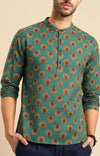 GREEN BOOTI SHORT KURTA