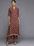 Maroon Printed Rayon A-Line Kurta