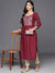 Maroon Yoke Design Silk A-Line Kurta