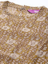 Mustard Printed Silk Blend A-Line Kurti