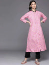 Pink Printed Rayon Kurta