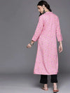 Pink Printed Rayon Kurta