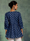 Blue Printed Cotton A-Line Kurti