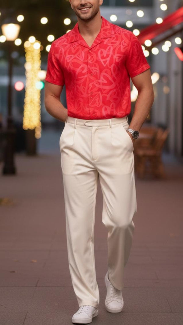 Cream Plain Relaxed fit Trouser