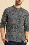 BLACK PAISLEY SHORT KURTA