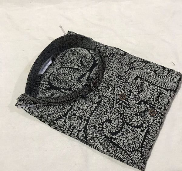 BLACK PAISLEY SHORT KURTA