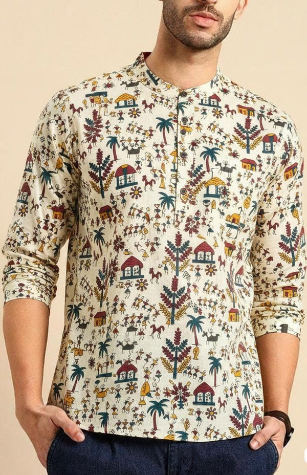 OFF WHITE WARLI SHORT KURTA