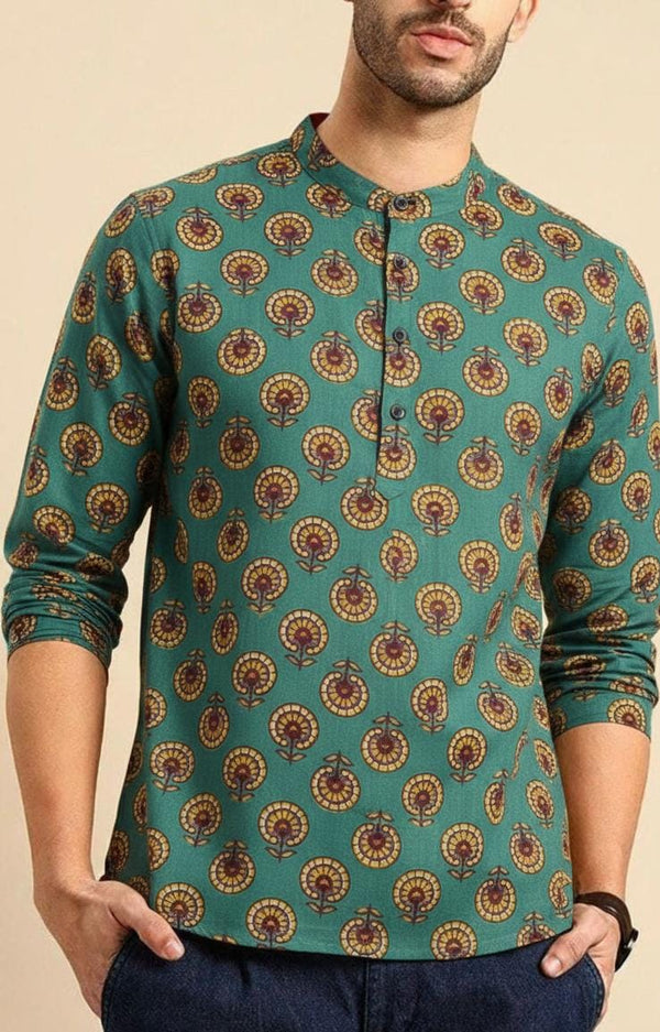 GREEN BOOTI SHORT KURTA