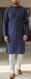 BLUE AJRAKH LONG KURTA