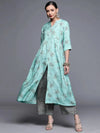 Blue Printed Chanderi Silk Kurta