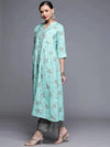 Blue Printed Chanderi Silk Kurta