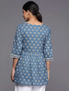 Blue Printed Cotton A-Line Kurti