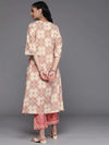 Pink Printed Silk Kurta